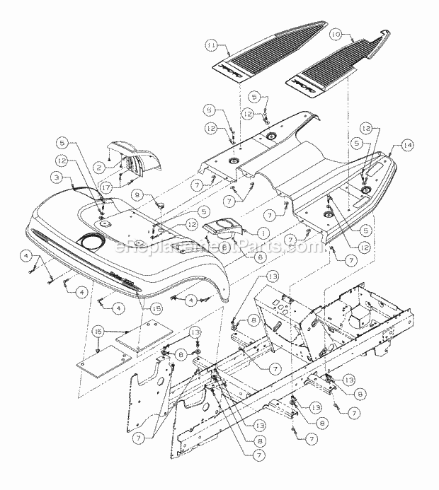 Fender And Running Board Diagram and Parts List for 2146 13A-224F100 Cub Cadet Lawn Tractor